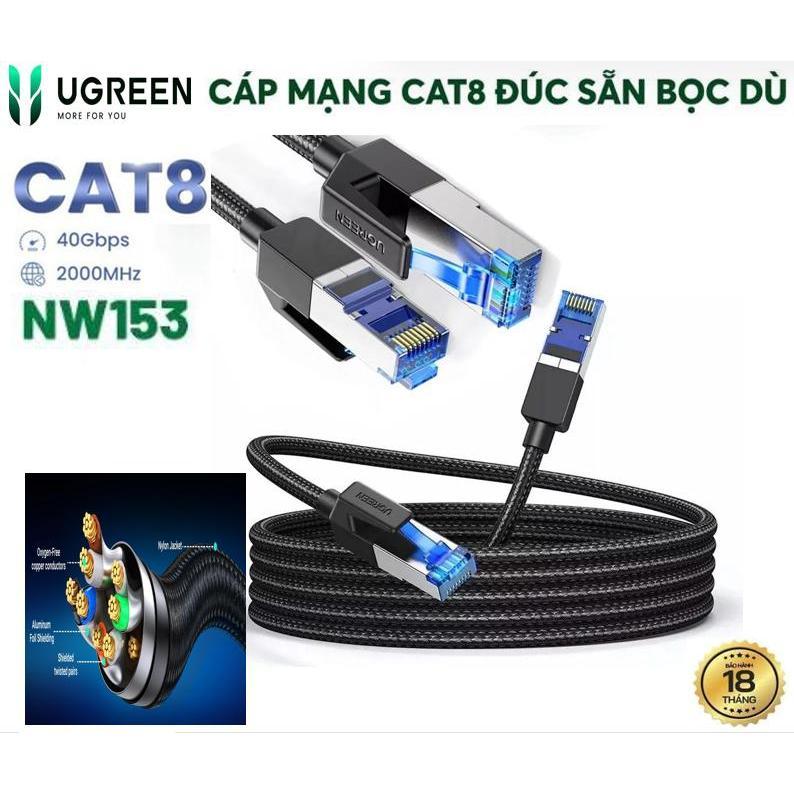 Cat8 RJ45 สายเคเบิลเครือข่าย Ugreen NW153 10 เมตร,15 เมตร,20 เมตร 30795 30799 30800 (S/FTP 40Gbps - 