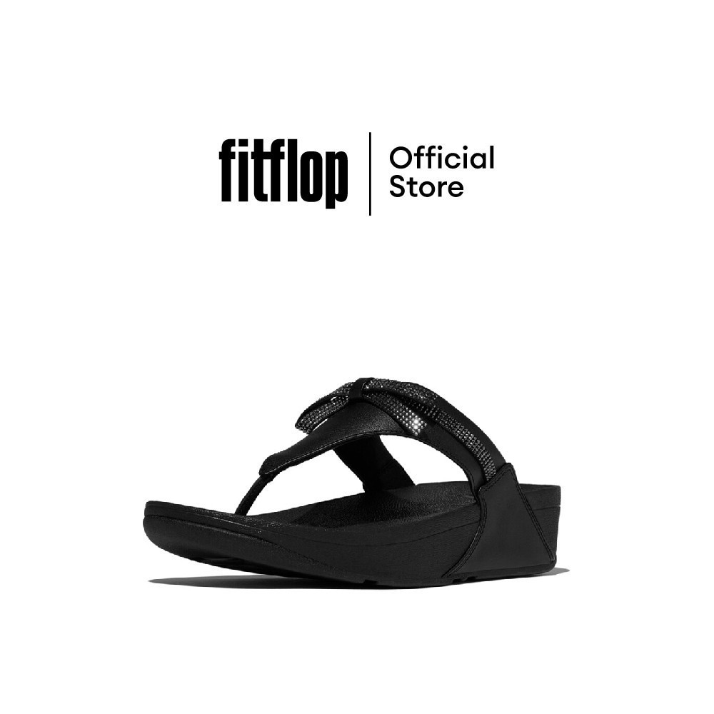 FITFLOP LULU GLITZ-BOW LEATHER T/P รองเท้าแตะแบบหูหนีบผู้หญิง รุ่น E1G-090 สี BLACK