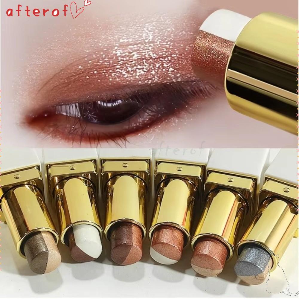 AFTEROF Eyeshadow Stick, กันน้ําสูตร Double Color Glitter Eyeshadow, Long-Lasting Smudge-Proof Glitt