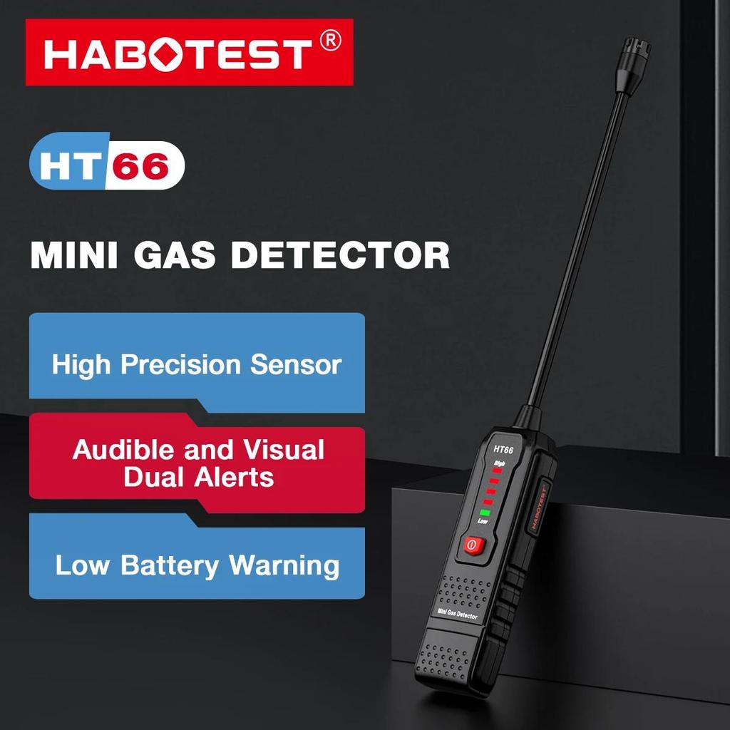 HABOTEST HT66 เครื่องตรวจจับการรั่วไหลของแก๊ส หลอมเหลวธรรมชาติมีเทนที่เคลื่อนย้ายได้