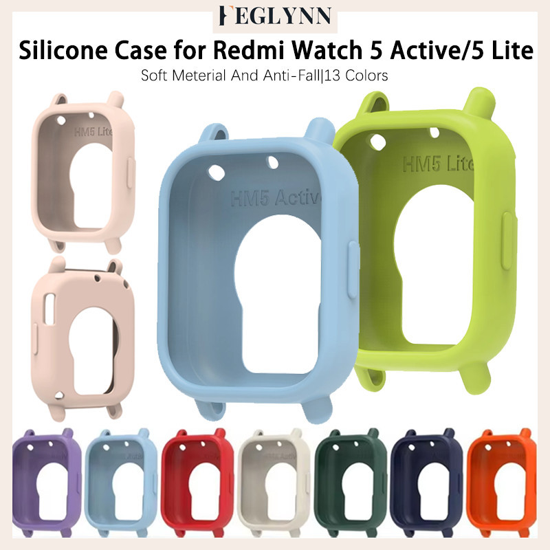 กรณีซิลิโคนอ่อน for Xiaomi Redmi Watch 5 Active อุปกรณ์ปกป้องยางป้องกันการตก for Smartwatch Redmi Watch 5 Lite
