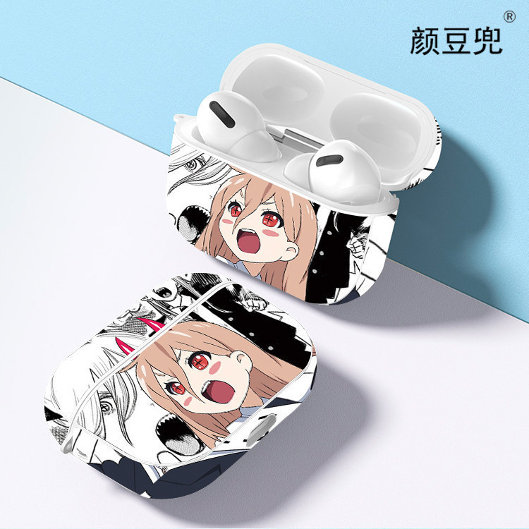 Chainsaw Man Anime Power Case สําหรับ AirPods 2 1 หูฟังซิลิโคนสีดําฝาครอบป้องกันสําหรับ AirPods Pro 