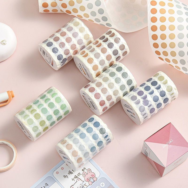 Fresh Girl Handbook Decorative Dot Sticker Twilight Color Polka Dot Washi Glue Round Sticker Tape 4.
