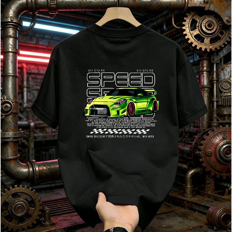 ((จัดส่งภายใน 24 ชม.) เสื้อยืดแขนสั้นพิมพ์ลาย Porsche 911 GT3 RS สีเขียว เฉพาะสำหรับแฟนคลับ)