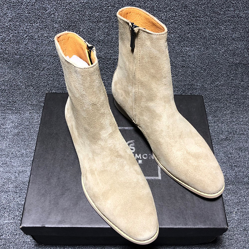 CHELSA Boots รองเท้าบูทสั้นผู้ชาย Martin Boots CHELSEA BOOT British Off-White Leather Simple Unique 