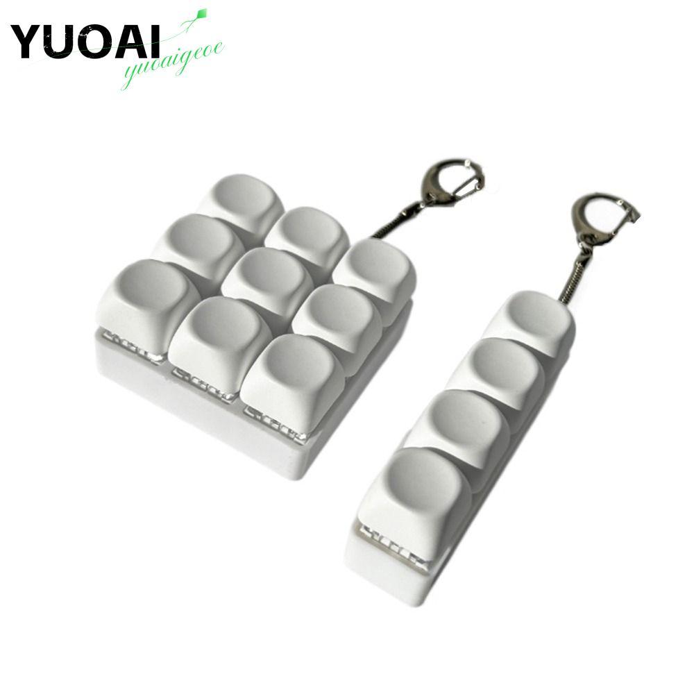 YUOAI พวงกุญแจ Fidget, ปุ่มปุ่มกดคีย์บอร์ดนิ้ว, 4/9Keys บรรเทาความเครียด DIY คีย์บอร์ด Clicker ของเล่นผู้ใหญ่