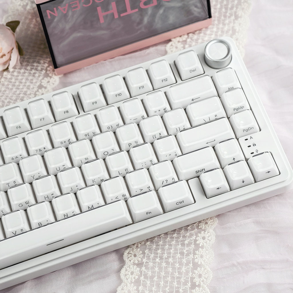 MAIMOOO ไทยพุดดิ้งสีขาว Keycap PC PBT 132 คีย์คํา SA โปรไฟล์น่ารัก Jelly Ajazz AK820 Aula F99 F75 ตั