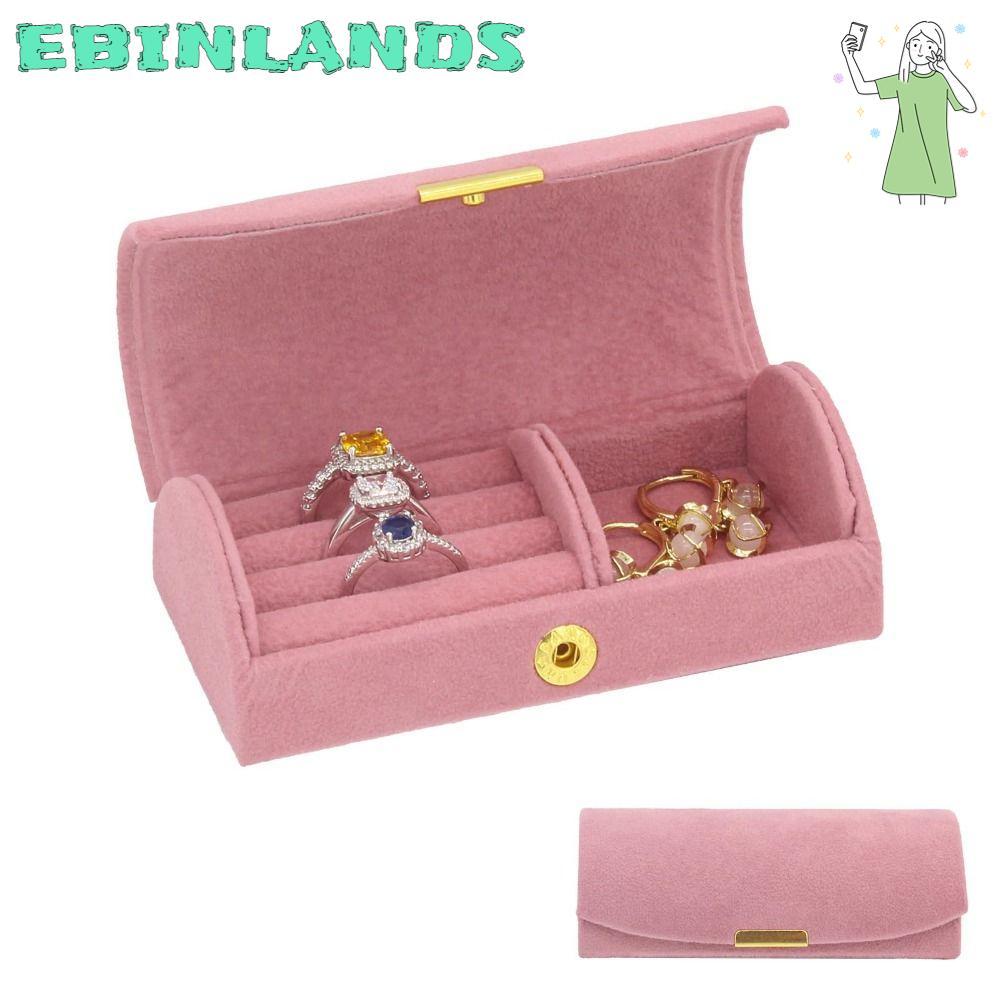 EBINLANDSFA Travel Jewelry , Arch Face Portable Jewelry Box, Elegant Suede Surface ต่างหู Organizer 