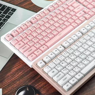MAIMOOO คริสตัลพุดดิ้ง ไทย Keycap 132 คีย์คํา SA Profile PC PBT Pink Jelly Thai Keycaps Ajazz AK820 Aula F99 F75 สีขาว Double-shot Keycap