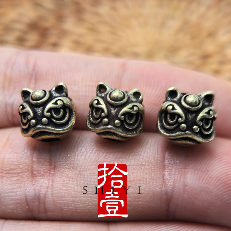 Spot Goods#Original brass lion head waist bead diy Accessories: Vintage, distressed, traditional han