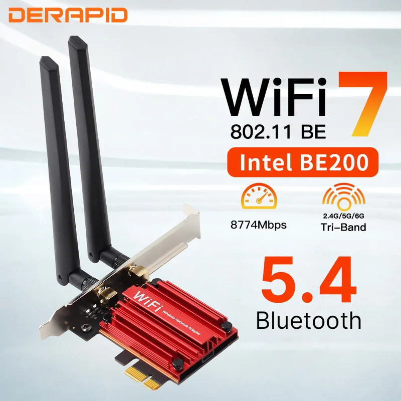 BE200 WiFi7 อะแดปเตอร์บลูทูธ 5.4 PCIE ไร้สาย BE200NGW 802.11BE PC/เดสก์ท็อป Antenne ชุดสําหรับเครือข