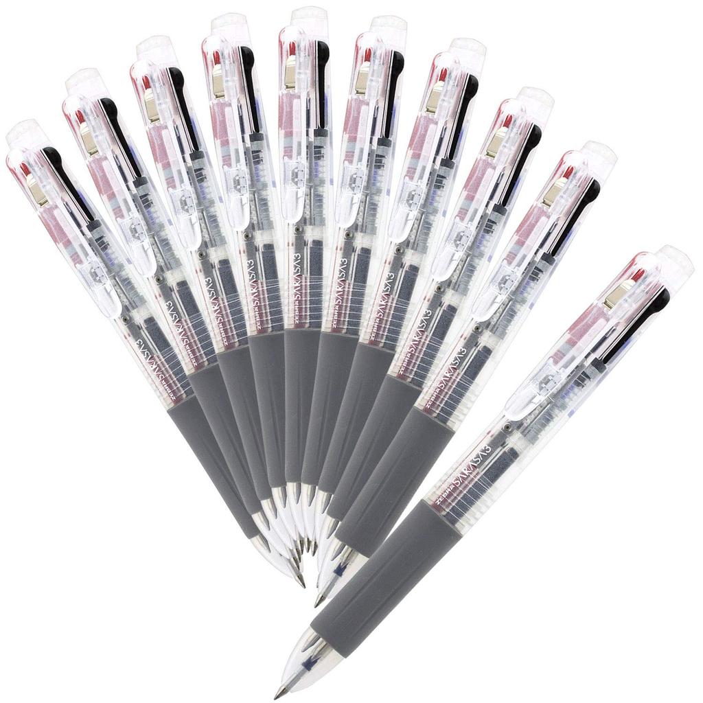 ปากกาลูกลื่น 3 สี Zebra Sarasa3 ขนาด 0.5 มม. แบบใส 10 ด้าม B-J3J2-C [ส่งตรงจากญี่ปุ่น]