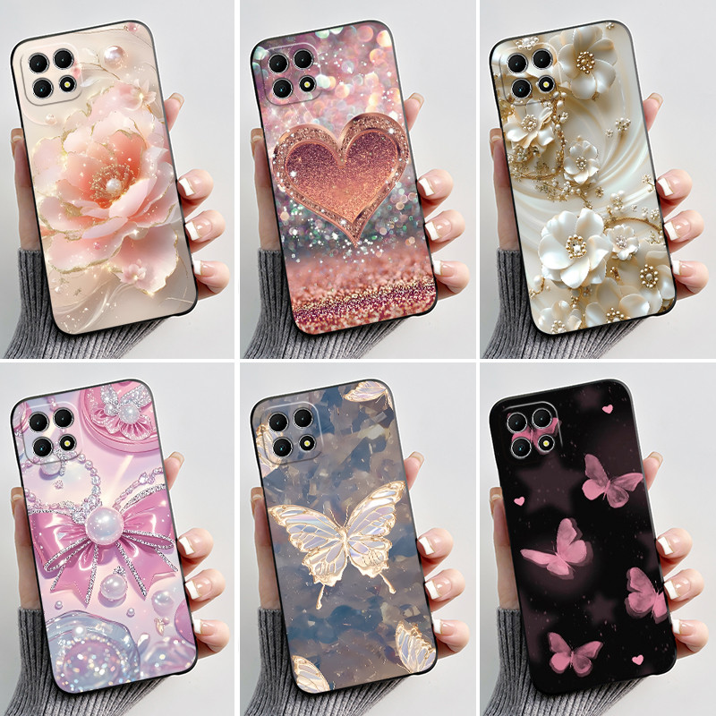 พิมพ์เคสโทรศัพท์สําหรับ TCL T-Mobile Revvl 7 5G/T-Mobile T โทรศัพท์ 2 5G ซิลิโคนนุ่มสีดําฝาครอบดอกไม
