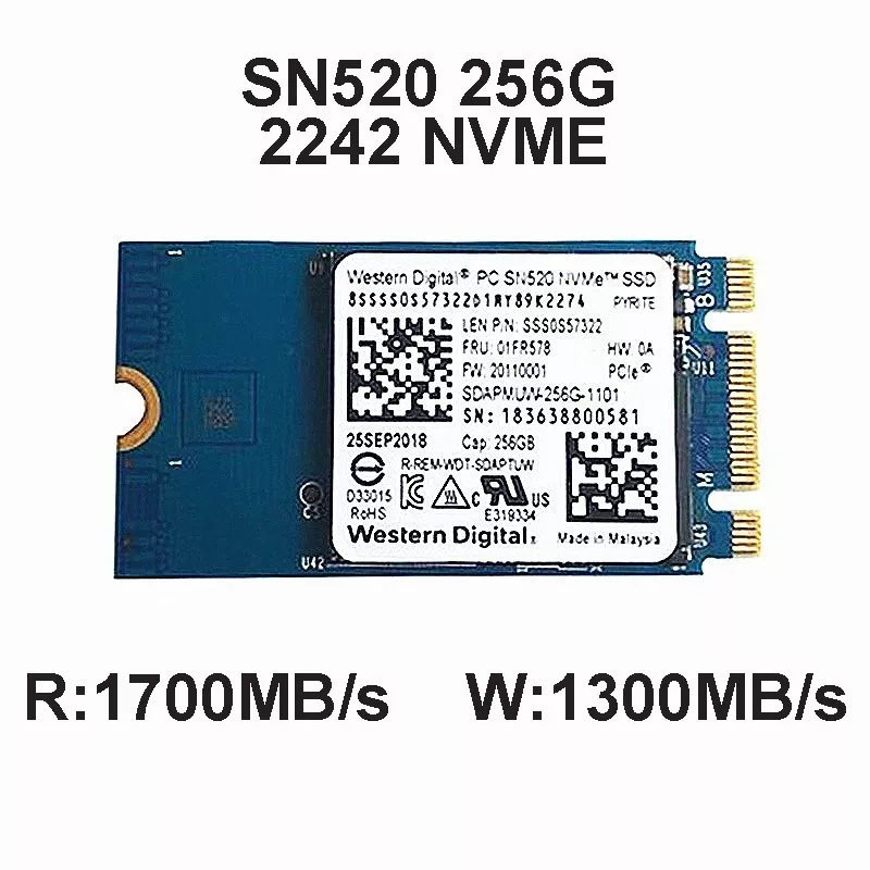 WD SN520 256G 2242 SSD สําหรับ ThinkPad t480