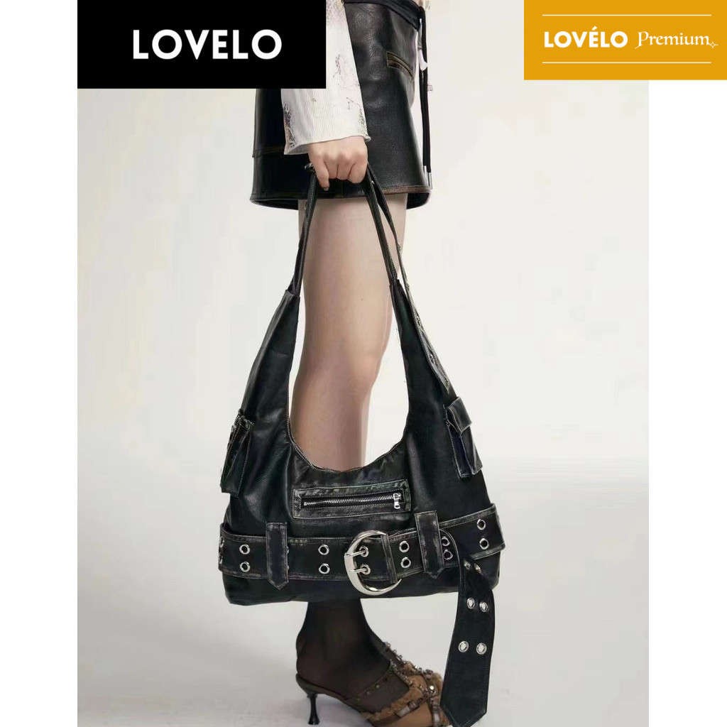 LOVELO Premium Y2K Biker Buckle Belt Bag Large Capacity All-Match Sweet Cool Motorcycle Bag