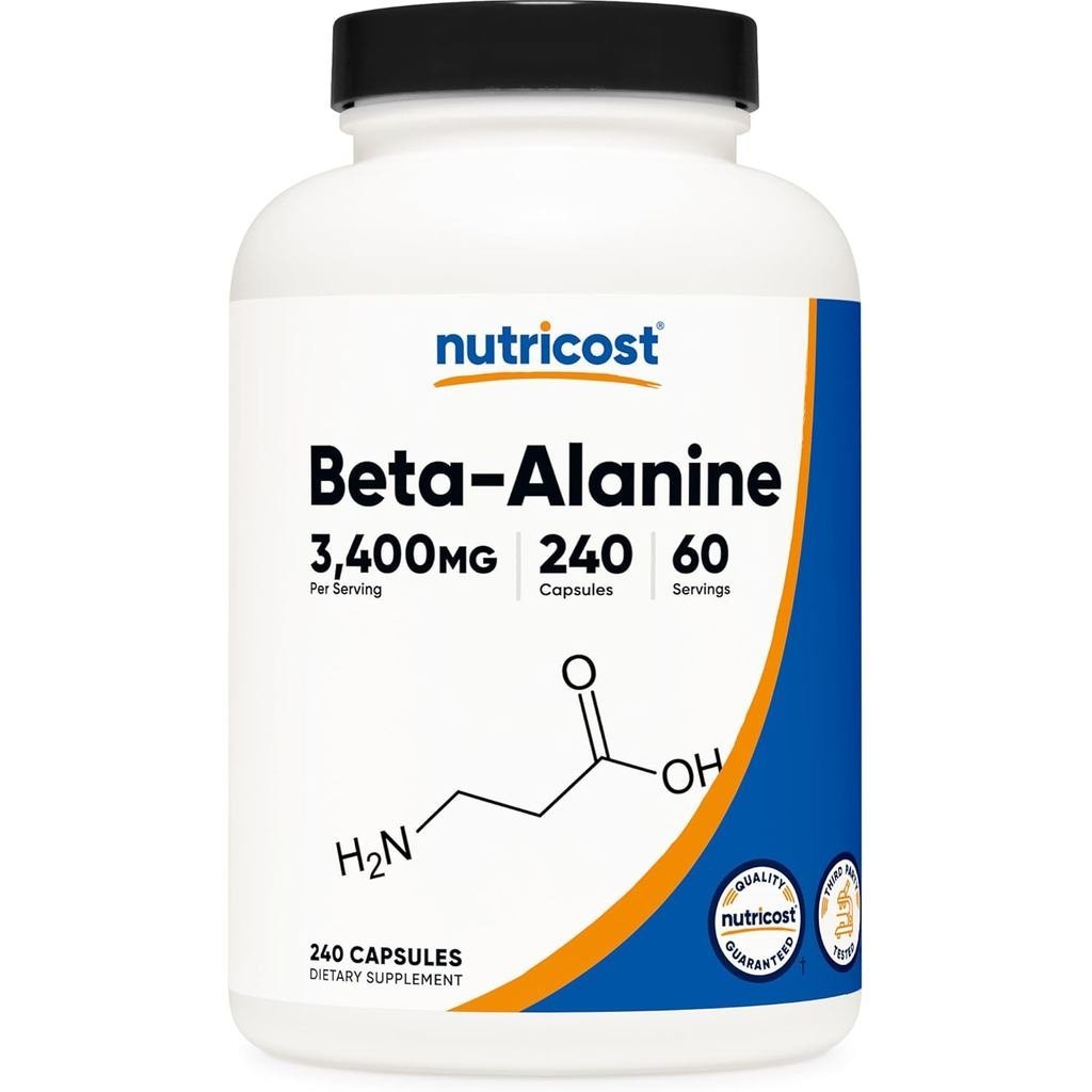 Nutricot Beta-Alanine Capsules 3400mg, 240 แคปซูล (60 Serv) - Potent Beta Alanine, Gluten Free & Non