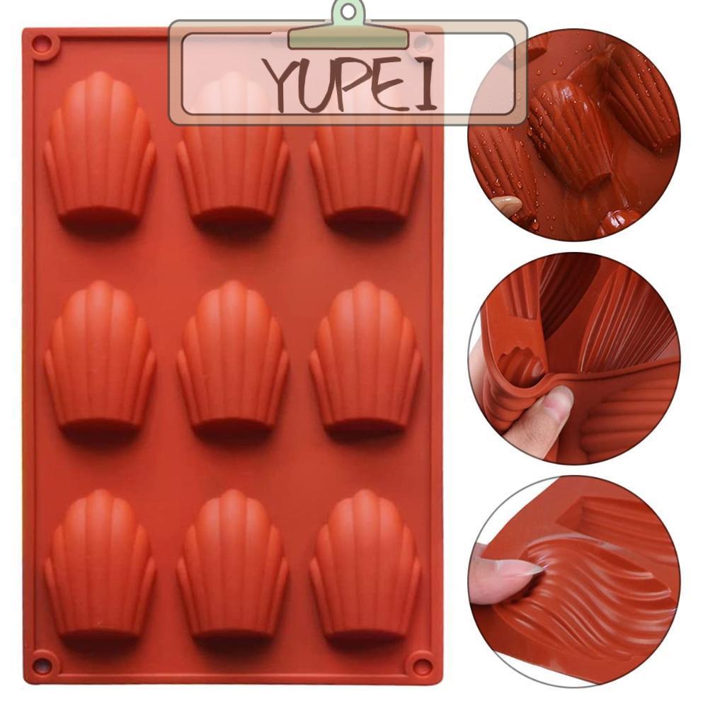 YUPEI Madeleine Pan Brick ถาดอบซิลิโคนสีแดง 9 ช่อง