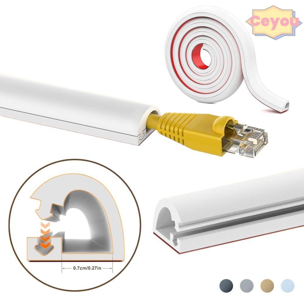 COYOU Wall Cord Hider, Raceway Self-Adhesive Wire Cover, Professional ยืดหยุ่น PVC Wall Mount Cable 