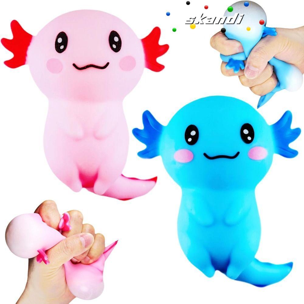 SKANDI Squishy Stress Glitter, Sugar Filled Soothing Texture Axolotl Squishy ของเล่น, น่ารักน่ารักรู