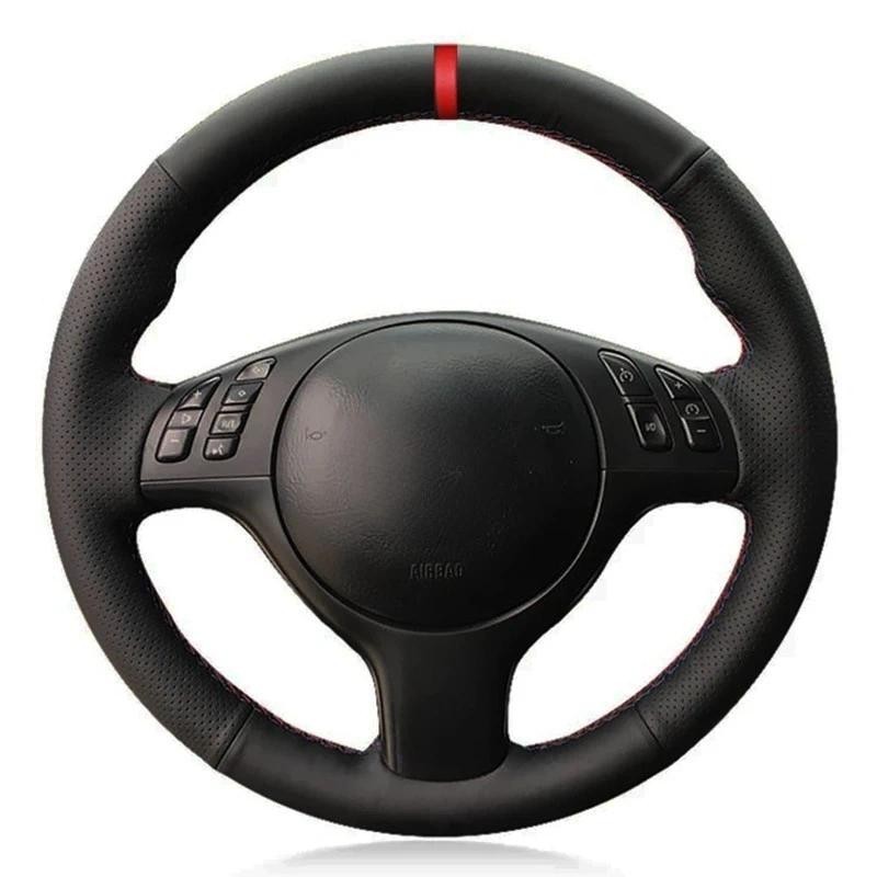 พวงมาลัยรถ Hand-stitched ของแท้หนังสีดําสําหรับ BMW M Sport E46 330i 330Ci E39 540i 525i 530i M3 E46