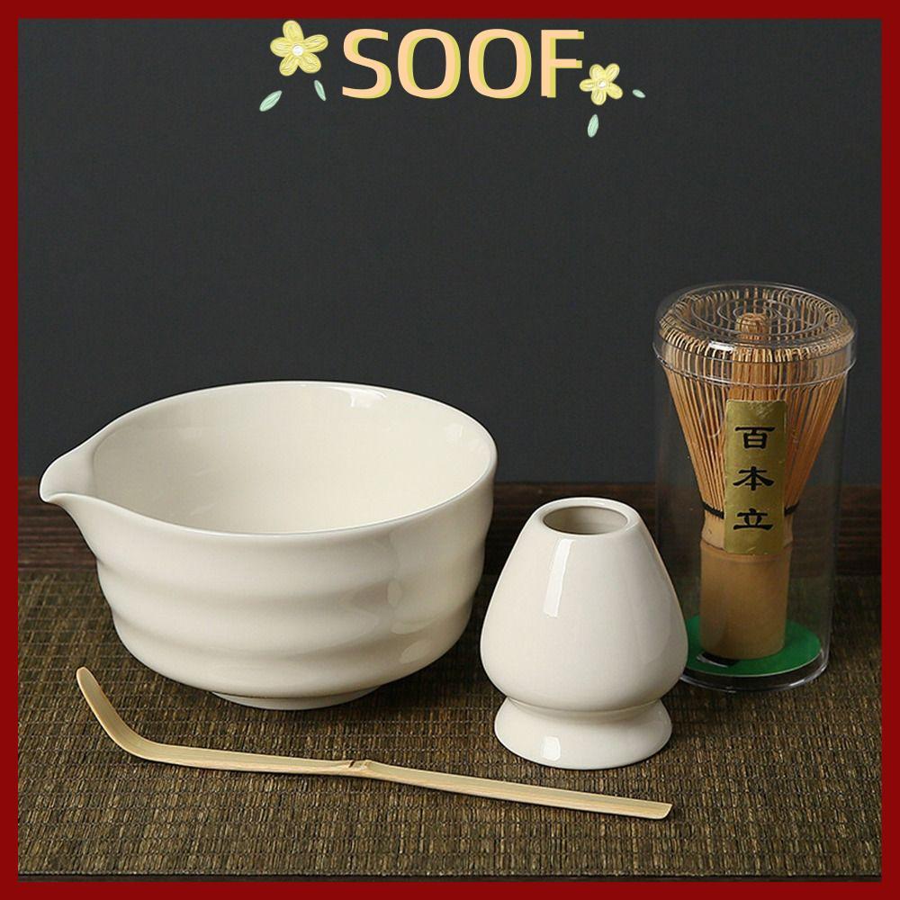 จัดส่งจากประเทศไทยSOOF 5 ชิ้น Matcha Whisk Set, Bamboo Ceramic Food Grade Japanese Matcha Tea Set, Safe Reusable with Spout Green Tea Whisk Stir