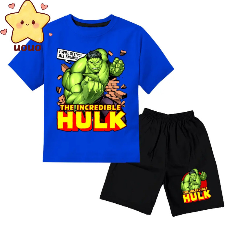 ชุดเสื้อยืดเด็กชายลาย Hulk อายุ 1-10 ปี ผ้าพรีเมี่ยมนุ่มสบาย พร้อมสกรีนคุณภาพสูง