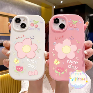 FLOWER เคสสำหรับไอโฟน17pro 13 11 16promax กรณีมือถือขอบกลม เรียบง่าย case for iPhone 15 14 12 ProMax XS XR 6/7/8Plus