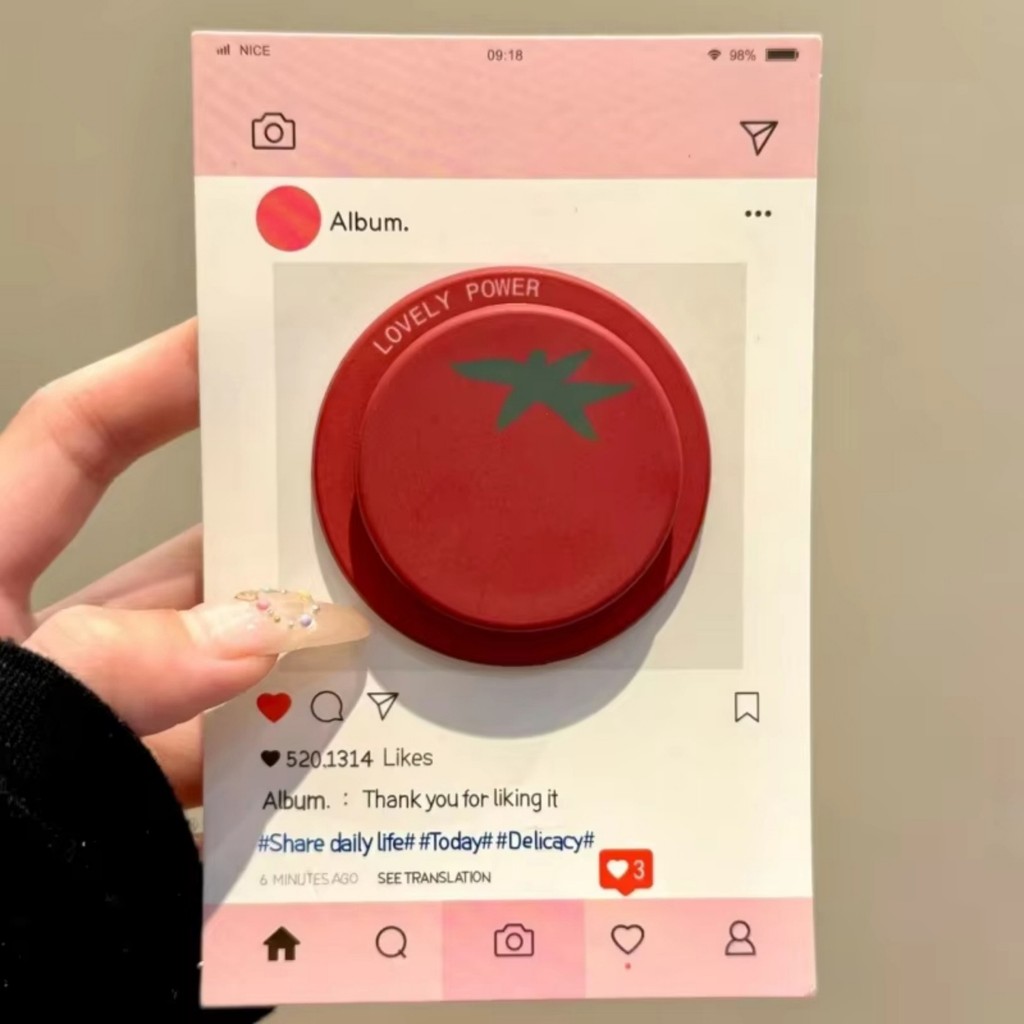 ตลกน่ารักเกาหลี 3D สีแดงมะเขือเทศแม่เหล็กที่วางโทรศัพท์ Griptok สนับสนุนสําหรับ iPhone Samsung กรณี Grip Tok ซ็อกเก็ตวงเล็บสาวของขวัญ