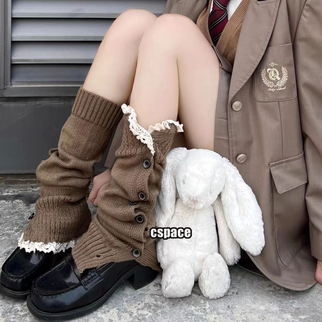 ถุงเท้าลูกวัวยีนส์สไตล์ Y2K สีน้ำตาล สำหรับฤดูใบไม้ร่วงและหนาว ปี 2023 H8M2