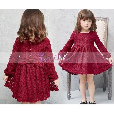 KOREA PINK Dress K0397 Maroon 3Y 6Y