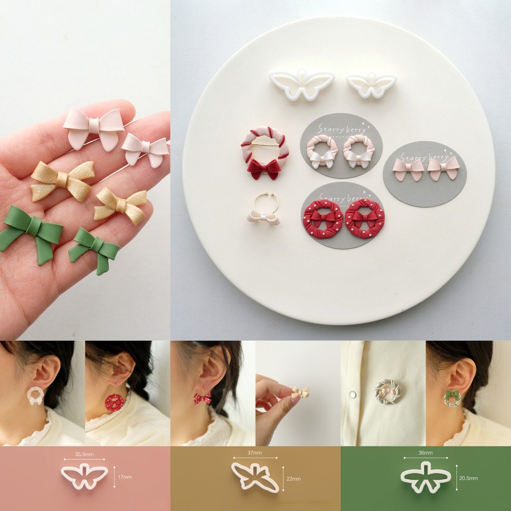 1 PC ประเภทที่แตกต่างกันรูปร่าง Bows Polymer Clay เครื่องตัด High-Precision สําหรับ DIY ต่างหูเครื่องประดับแหวนตกแต่งทําเครื่องมือ