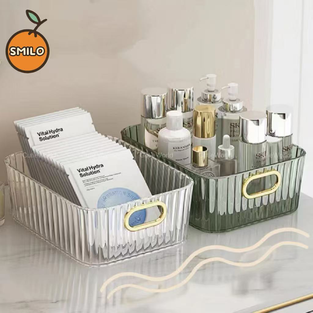 SMILO กล่องใส่เครื่องสําอาง กล่องเก็บของ วัสดุPET เรียบหรูดูแพง กล่องเก็บของอเนกประสงค์