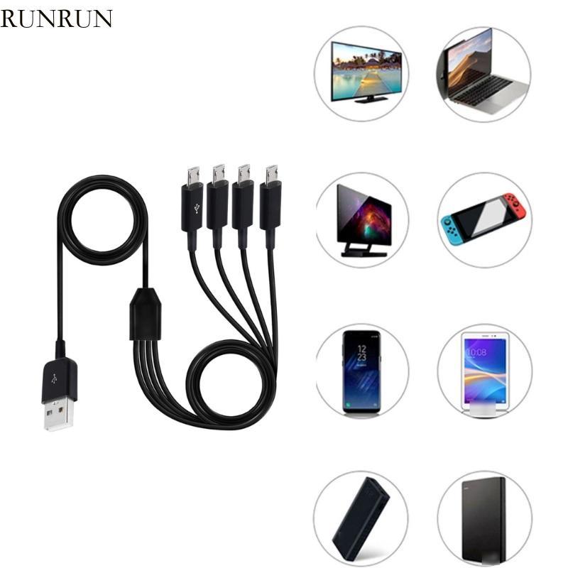 RUN สายชาร์จ USB 4Way แบบพกพาสายชาร์จหลายสายแยก
