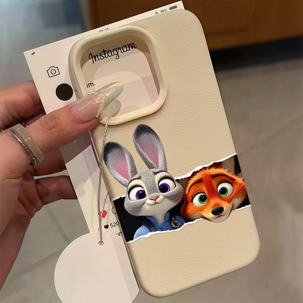 เคสสำหรับไอโฟน11 หนัง กระต่าย จิ้งจอก สต๊อกไทย เคสมือถือนิ่ม ลายลิ้นจี่ For IPhone17 16 13 11 12Pro 14 15PRO MAX 7/8PLUS