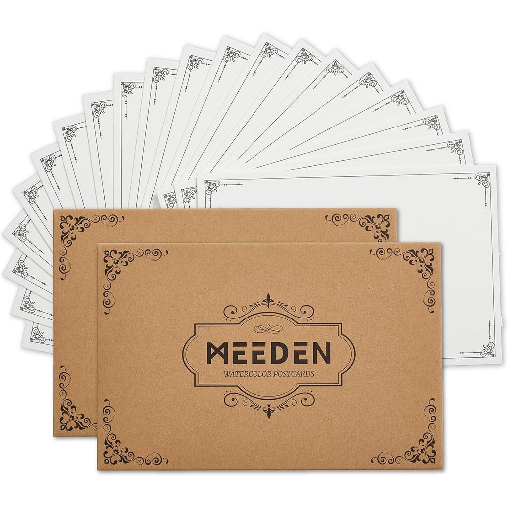 MEEDEN กระดาษสีน้ําเปล่าโปสการ์ด: 4 "X6" 140lb/300gsm Travel Water Color Post Cards - 20 แผ่นผ้าฝ้าย