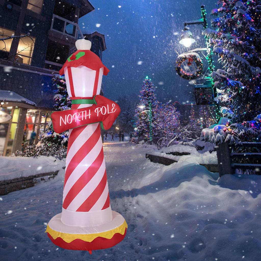 [ukwryvt] คริสต์มาส Inflatable North Pole Lighthouse เครื่องประดับวันหยุดสูง 70.87 นิ้วสําหรับวันหยุ