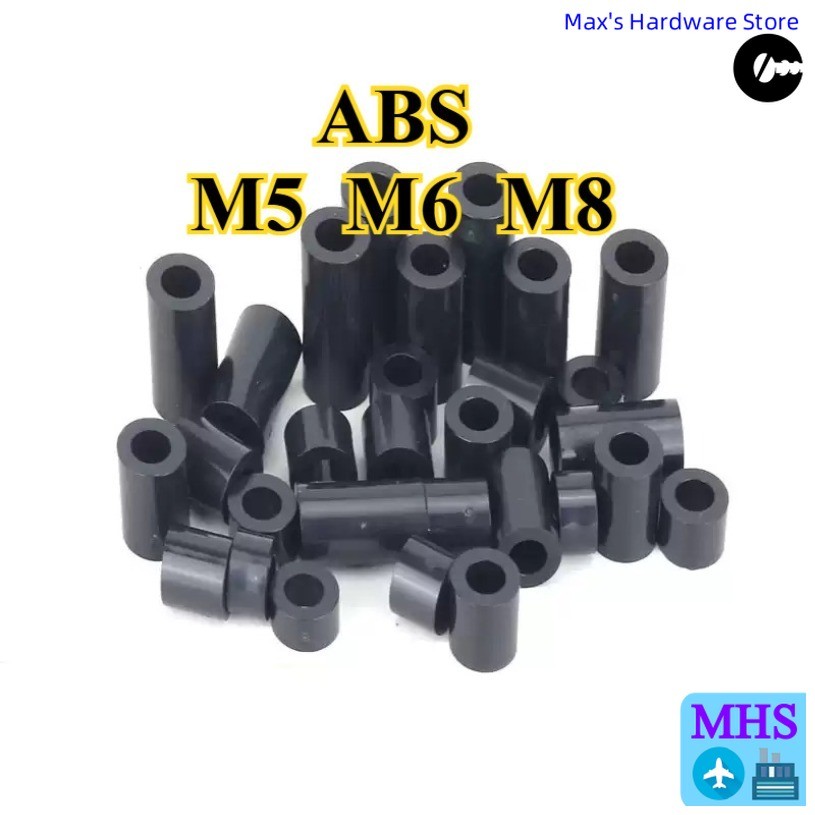 จัดส่งด่วนคอลัมน์ไนลอน ABS ฉนวนท่อไนลอนรอบคอลัมน์แยกกลวงปลอกกระบอกพลาสติกรองรับคอลัมน์ M5/M6/M8[MHS-