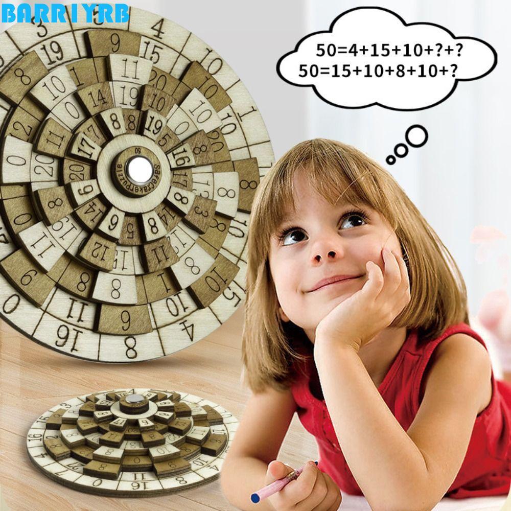 BARR1YRB ของเล่นปริศนาดิจิตอล,แผ่นเสียงไม้ Huarong Road Number Puzzle, IQ Test Loop Puzzle Mind Logi