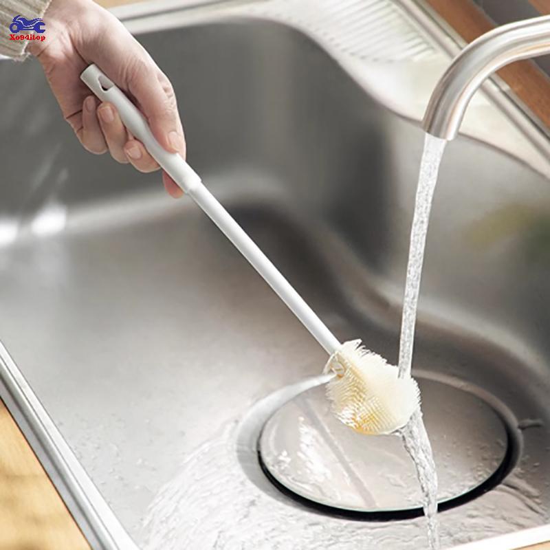 XOITOP แปรงทําความสะอาดถ้วยด้ามยาวขวดทําความสะอาดซิลิโคนขวดนม Wineglass ถ้วยทําความสะอาดในครัวเรือนแ