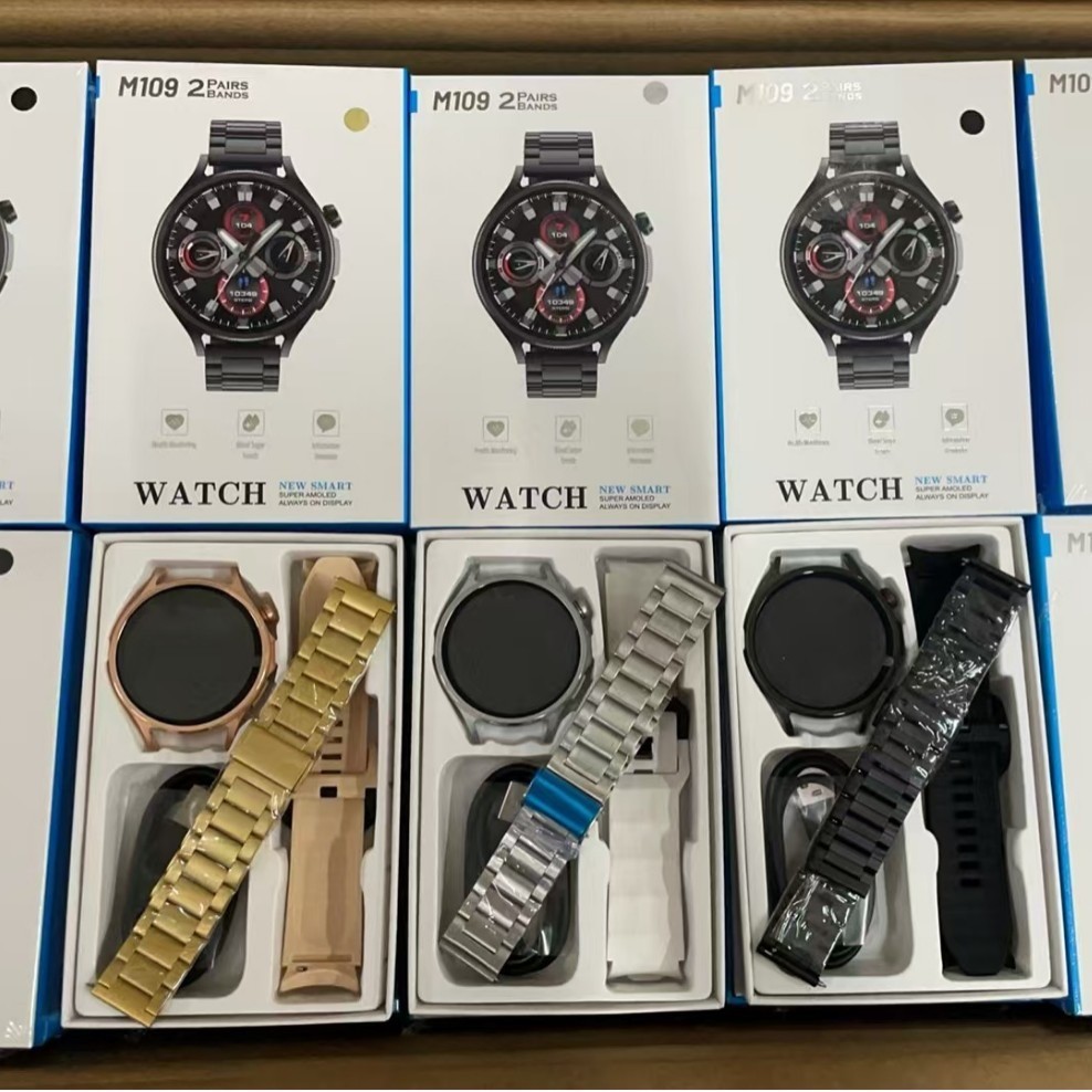 M109 สมาร์ทวอทช์โทร 1.5 HD หน้าจอสัมผัส M103 Dual Strap Huaqiang North สร้อยข้อมือกีฬา 3.1224