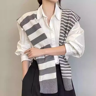Maomao​💜พร้อมส่ง🌟 2026 ใหม่ถักเทปลายผ้าคลุมไหล่, ผ้าคลุมไหล่อบอุ่นสไตล์เกาหลีVO-71