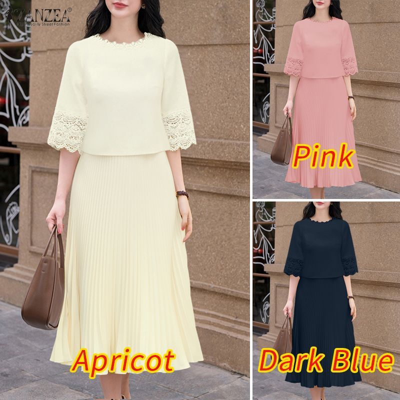 ZANZEA กระโปรงเชิ๊ตดีไซน์หรูหรา มีลายปักและ pleats ทันสมัย เหมาะสำหรับสวมใส่ในโอกาสต่างๆ — صورة 3