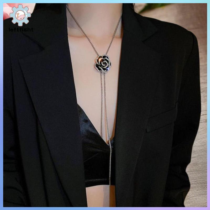 LEFT 1 ชิ้นเสื้อกันหนาวอุปกรณ์เสริมแฟชั่นผู้หญิงโลหะ ck Camellia ปรับสร้อยคอยาวสําหรับ Travel Party 