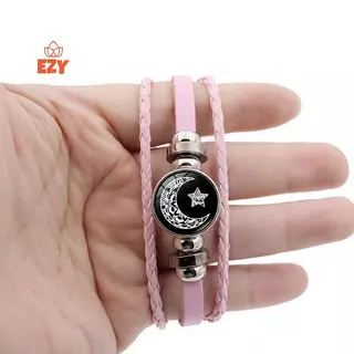 EZY 2 ชิ้น Luminous สร้อยข้อมือคู่ Sun Moon สร้อยข้อมือสีดําปรับได้มิตรภาพแฟชั่นเครื่องประดับโรแมนติกของขวัญวันเกิดใหม่