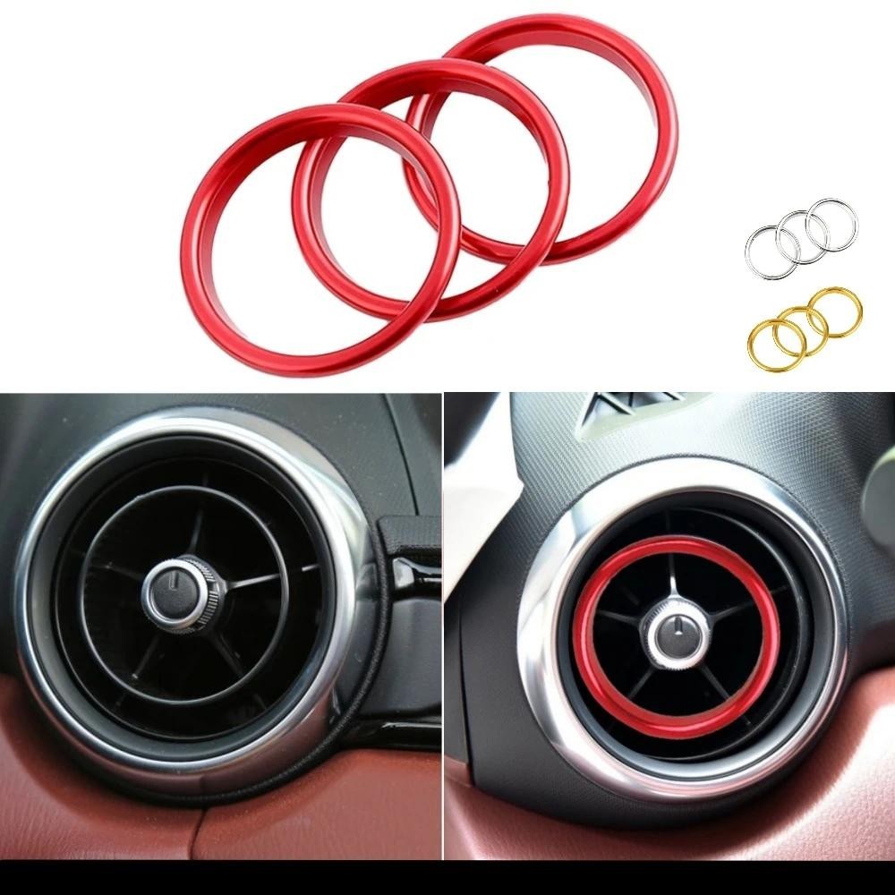 อลูมิเนียมรถ Air Vent Outlet ตกแต่งแหวนสติกเกอร์สําหรับ Mazda MX5 CX3 MX-5 RF ND air-condition Outle