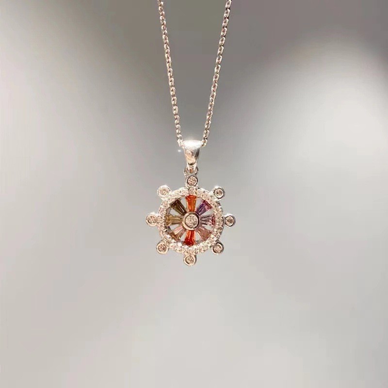 T Thailand Amulet Ajahn สีขาวเหมืองแปดเหลี่ยมล้อสร้อยคอ Retro Zircon ประณีต CelesIsle No2 TB0 CT5 MT