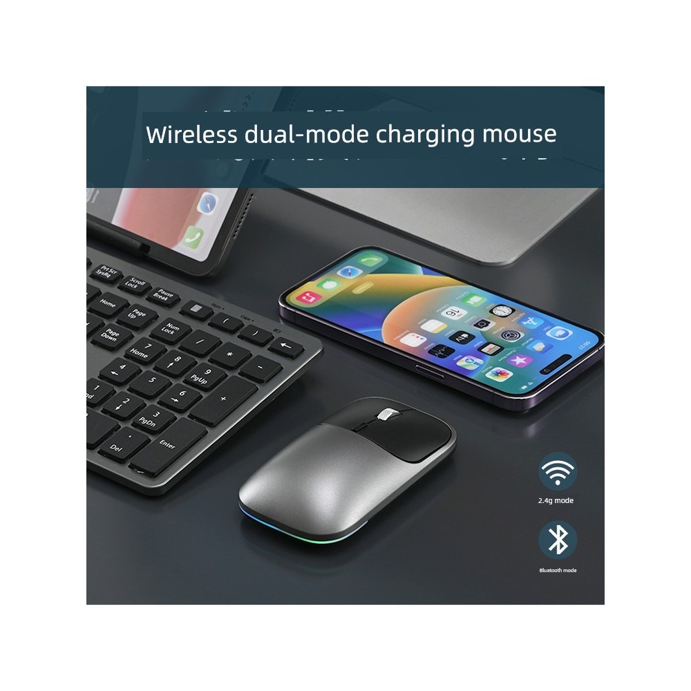 เมาส์ไร้สาย เมาส์ bluetooth Ice Fox ชาร์จไร้สาย Dual-Mode Mouse Backlight เกมสํานักงานเหมาะสําหรับแล