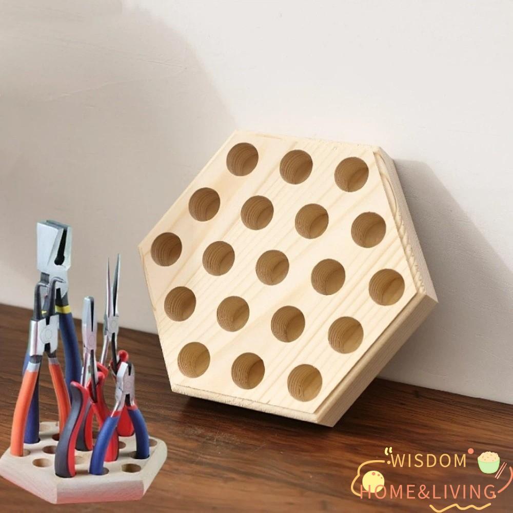 WISDOM ไขควงผู้ถือ Rack, หกเหลี่ยมไม้ Plier Organizer Rack, 19 หลุมหนา Plier Racks ผู้ถือ Plier