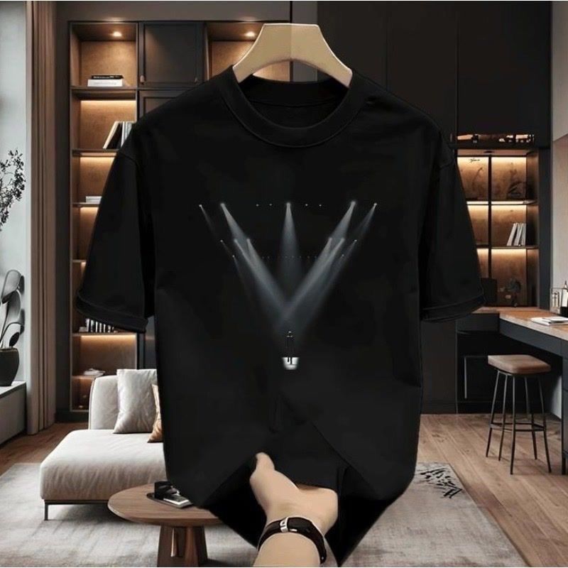 COD 2026 Classy รอบคอแฟชั่นครึ่งแขนฤดูร้อน All-Match ins Casual Top พิมพ์แขนสั้นผู้ชาย 2025 เสื้อยืด