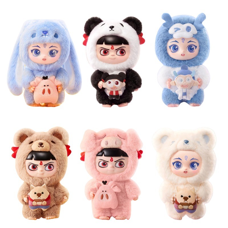 P POPMART POPMART < Nezhas Demon Boy Haunted Sea > Dress Up Party ตุ๊กตาไวนิลจี้ Mystery Box